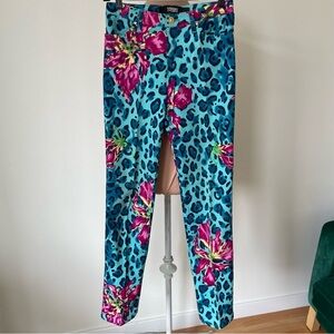Versace Jeans Couture Vintage 90s Y2K Blue Leopard Print Flower Straight Jean 30